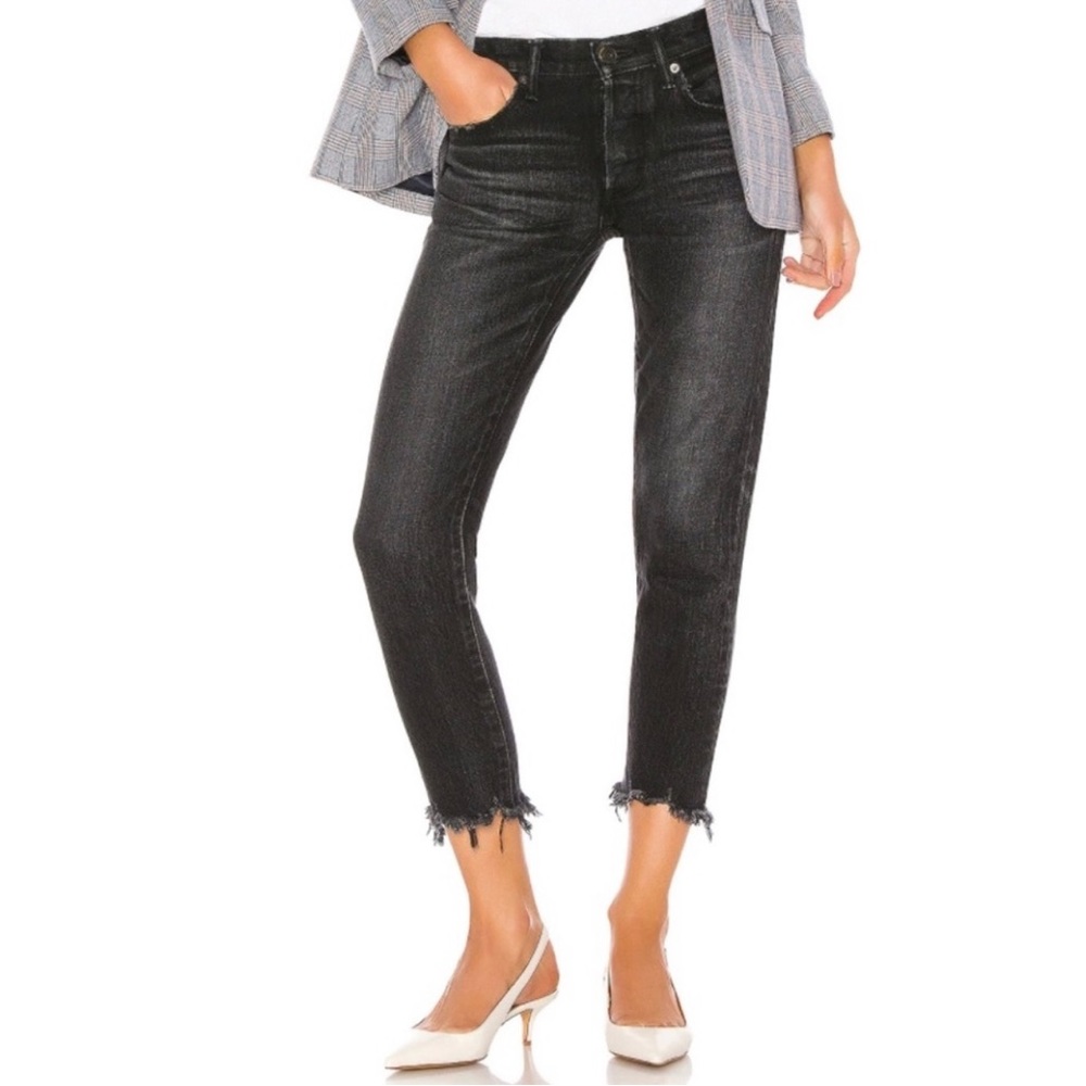 MOUSSY VINTAGE Staley Tapered Ankle Jeans in Black Size US 26